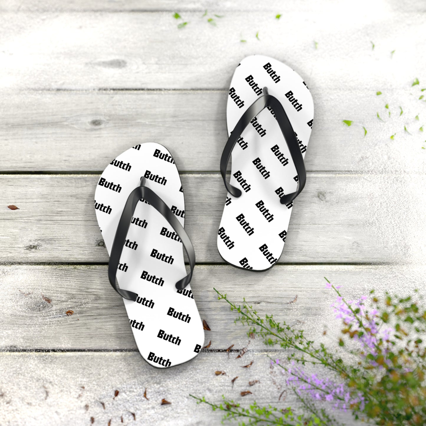 The White Pattern Flip Flops