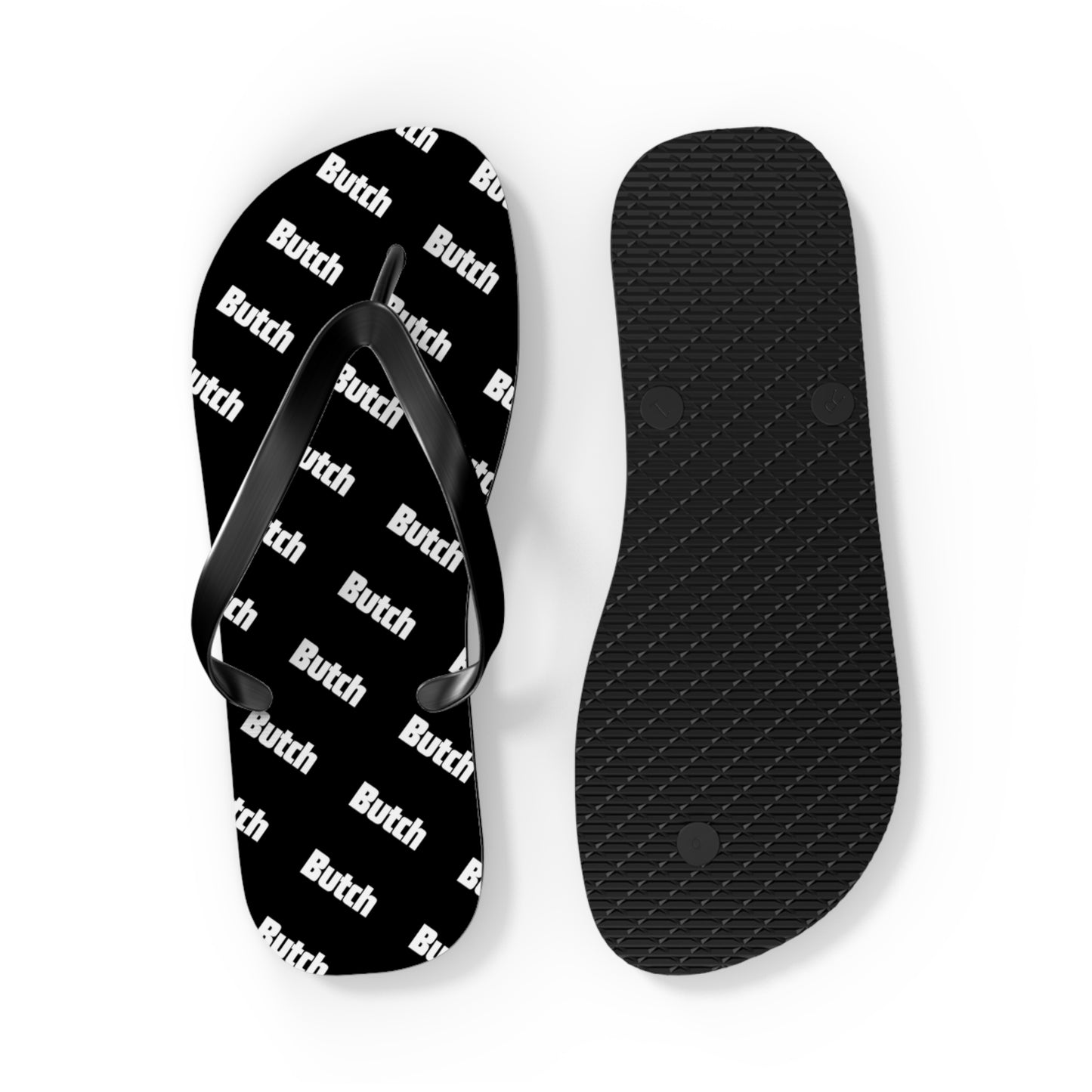 The Black Pattern Flip Flops