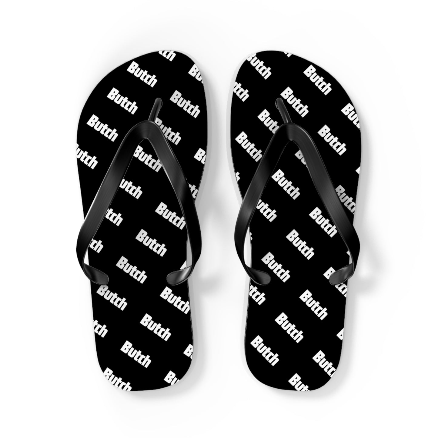 The Black Pattern Flip Flops